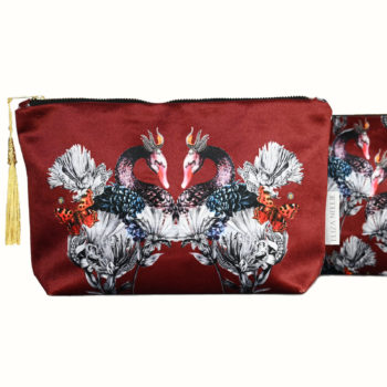 Velvet Diva Swan Wash bag - Conker Red